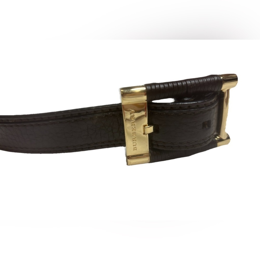 Burberry Brown Leather Gold Buckle Belt SZ 65 /26